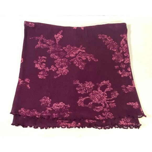 Free People Floral Layered Knit Skirt Large Multicolor Lettuce Hem Stretch Flaws - Picture 2 of 16